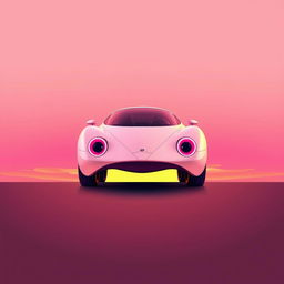 A digital illustration of a futuristic car prominently positioned in the center of the image