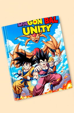 A vibrant and dynamic cover design for a fictional book titled 'Dragon Ball Unity'