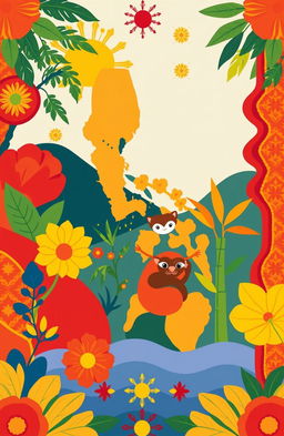 A vibrant and colorful aesthetic design inspired by Filipino values, incorporating elements of Filipino culture such as traditional woven textiles, intricate patterns, and natural motifs