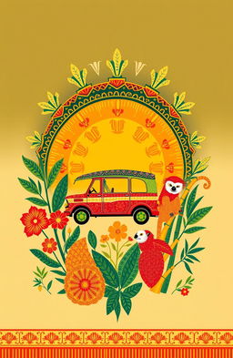 A vibrant and colorful aesthetic design inspired by Filipino values, incorporating elements of Filipino culture such as traditional woven textiles, intricate patterns, and natural motifs
