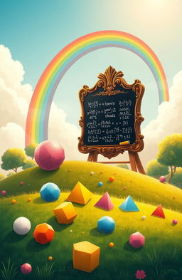 A beautifully illustrated scene depicting a serene mathematical landscape