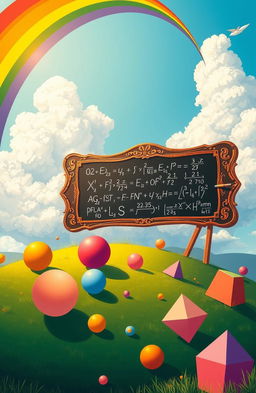 A beautifully illustrated scene depicting a serene mathematical landscape
