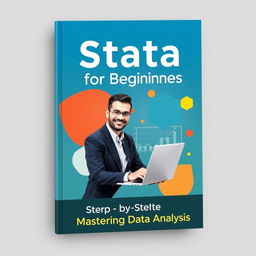 A visually appealing book cover design for a tutorial on Stata for beginners