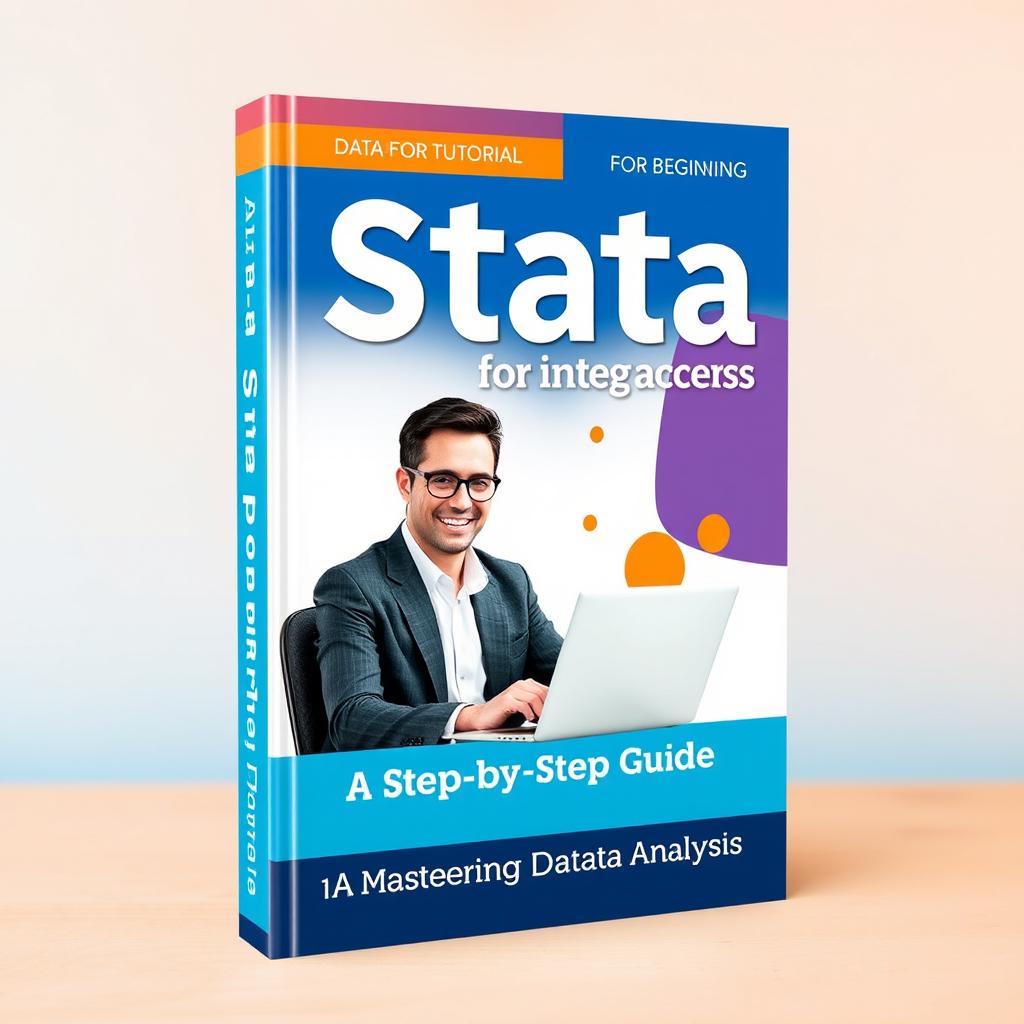 A visually appealing book cover design for a tutorial on Stata for beginners