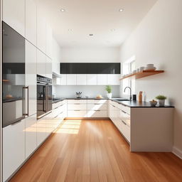 A modern kitchen featuring a fresh, linear design reminiscent of Scandinavian style
