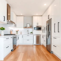 A fresh and modern kitchen featuring a linear design