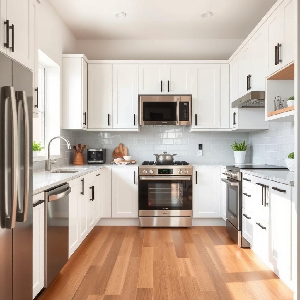 A fresh and modern kitchen featuring a linear design