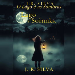 A book cover for a novel titled 'O Lago e as Sombras' by J