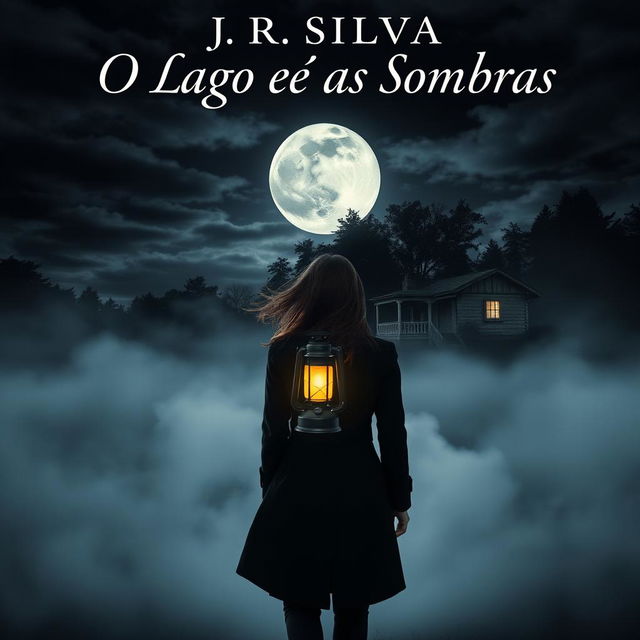 A book cover for a novel titled 'O Lago e as Sombras' by J