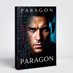 A book cover featuring a striking close-up of a man's face, highlighting his strong features and serious expression