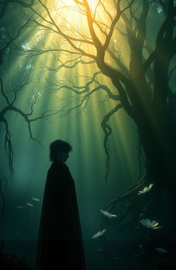 A hauntingly beautiful scene depicting a deeper metaphor for 'betrayals that lie within'