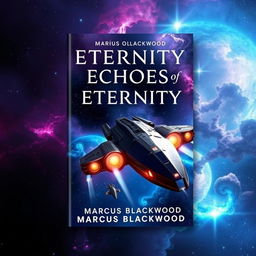 A stunning book cover design for 'Echoes of Eternity' by Marcus Blackwood, featuring an epic space opera theme