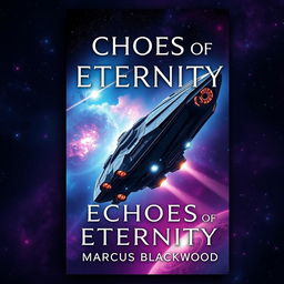 A stunning book cover design for 'Echoes of Eternity' by Marcus Blackwood, featuring an epic space opera theme