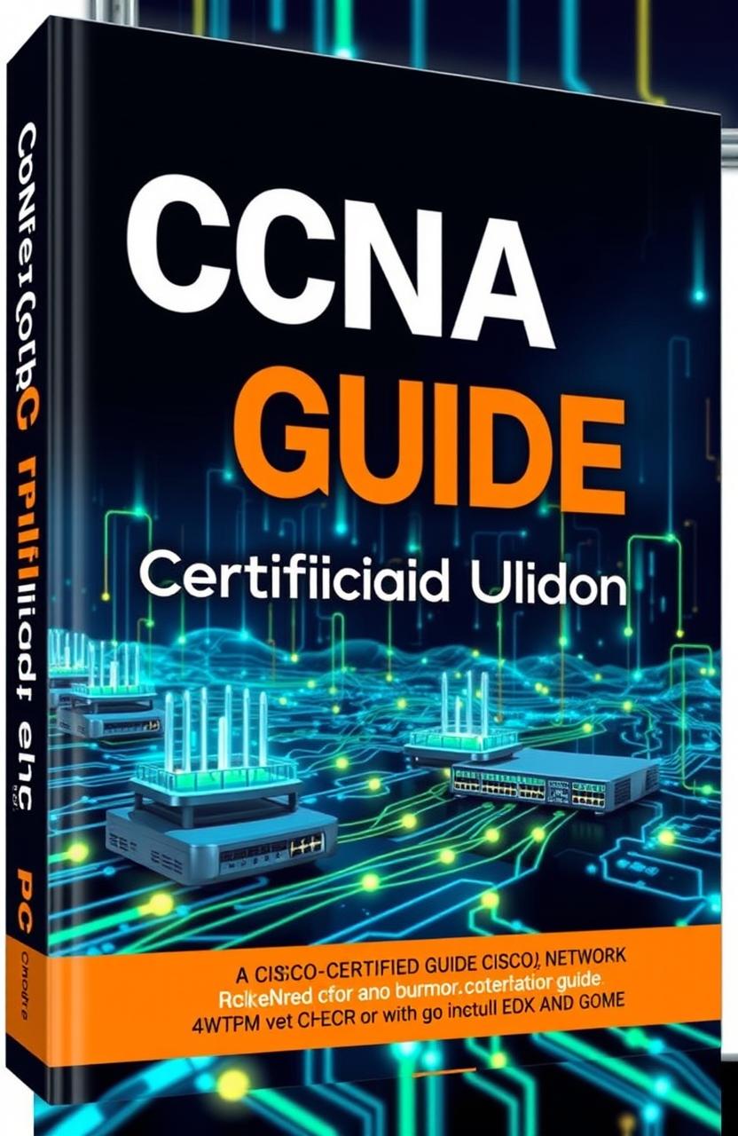 A striking book cover for a CCNA (Cisco Certified Network Associate) certification guide