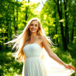 A confident German woman embracing her natural beauty in an outdoor setting