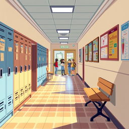 An RPG pixel art map depicting a school hallway