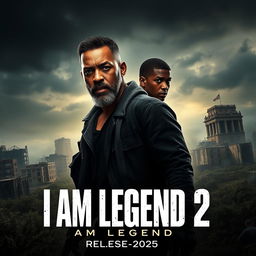 A cinematic poster for 'I Am Legend 2' featuring an intense and dramatic scene