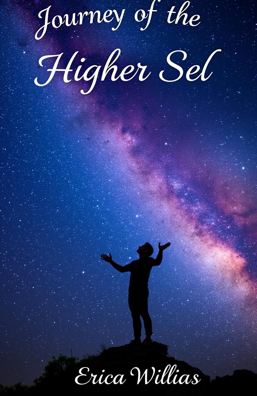 A person standing on a cliff at night, gazing up at a breathtaking galaxy full of vibrant colors, including deep blues, bright purples, and sparkling whites of stars