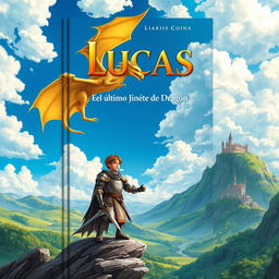 A stunning book cover titled 'Lucas el Último Jinete de Dragón'