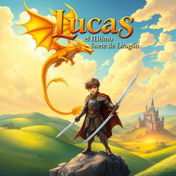 An enchanting book cover for 'Lucas el Último Jinete de Dragón'