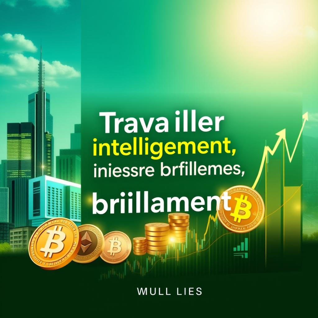 A captivating book cover for a personal finance book titled "Travailler intelligemment, investir brillamment"