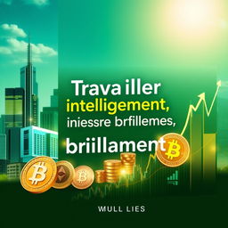 A captivating book cover for a personal finance book titled "Travailler intelligemment, investir brillamment"