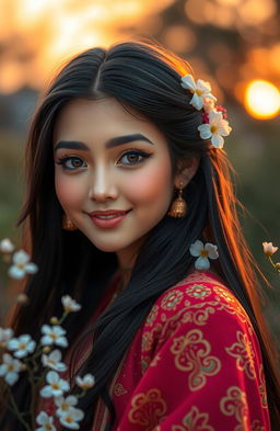 A captivating portrait of a character named Inaya, showcasing her beauty and charisma