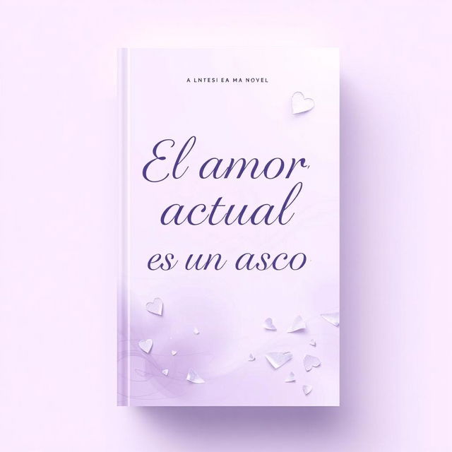 A book cover for a novel titled 'El amor actual es un asco', designed with a subtle and serene aesthetic that highlights light purple tones