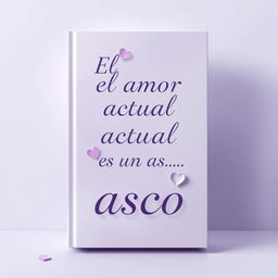 A book cover for a novel titled 'El amor actual es un asco', designed with a subtle and serene aesthetic that highlights light purple tones