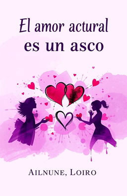 A book cover for a title 'El amor actual es un asco', featuring a contemporary, artistic interpretation of love in a vibrant, abstract style