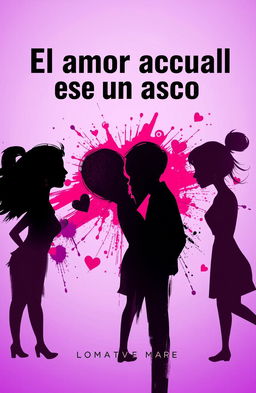 A book cover for a title 'El amor actual es un asco', featuring a contemporary, artistic interpretation of love in a vibrant, abstract style