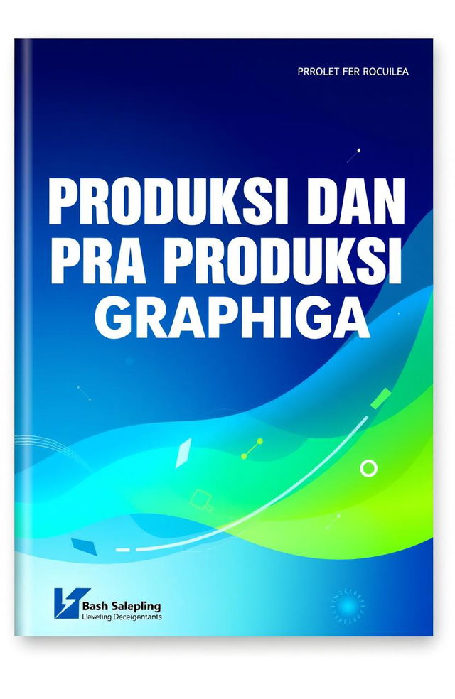 A professional cover design for a booklet titled 'Produksi dan Pra Produksi Grafika'