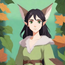 A high-quality digital art piece in the style of Studio Ghibli, portraying an elf druid character from Dungeons and Dragons