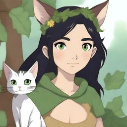 A high-quality digital art piece in the style of Studio Ghibli, portraying an elf druid character from Dungeons and Dragons