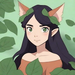 A high-quality digital art piece in the style of Studio Ghibli, portraying an elf druid character from Dungeons and Dragons