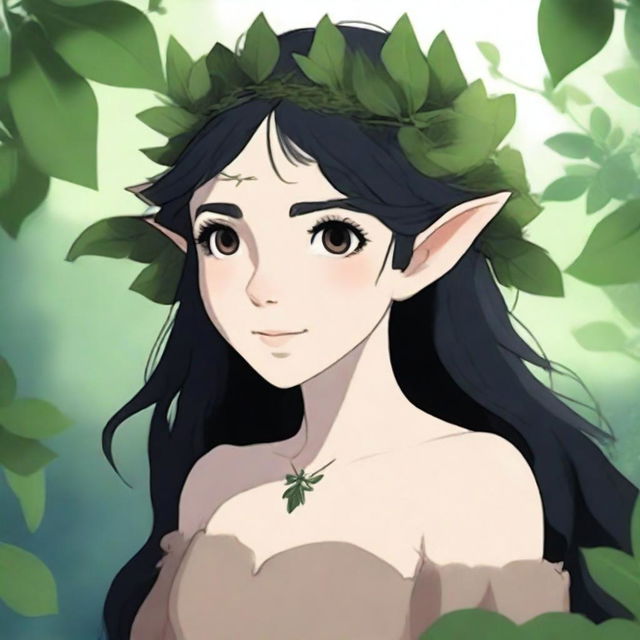 A high-quality digital art representation of an elf druid, styled in the enchanting manner of Studio Ghibli