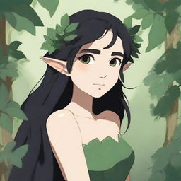 A high-quality digital art representation of an elf druid, styled in the enchanting manner of Studio Ghibli