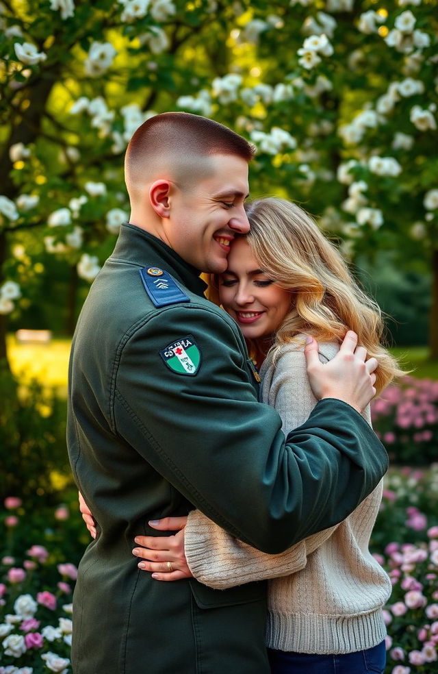 A loving embrace between an IRA man and his blonde-haired girlfriend