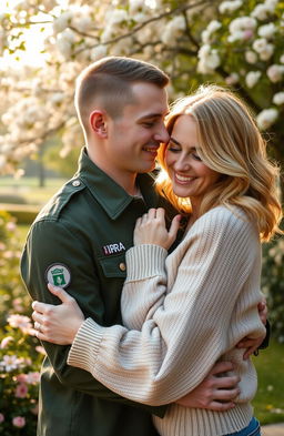 A loving embrace between an IRA man and his blonde-haired girlfriend