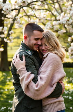A loving embrace between an IRA man and his blonde-haired girlfriend