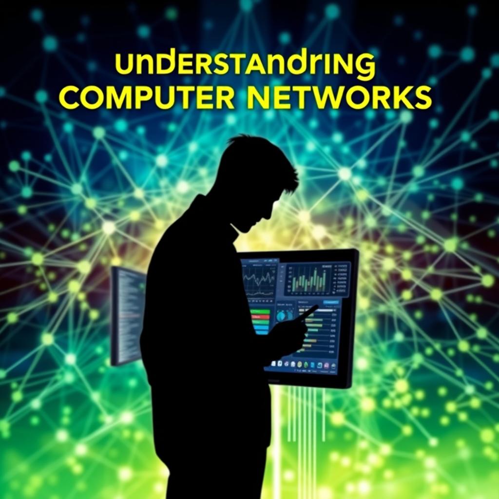 A visually striking cover for a networking book, featuring the title 'Understanding Computer Networks' prominently in bold letters at the top