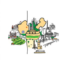A visual representation that captures the development experiences of India, China, and Pakistan