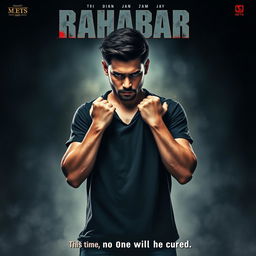 A dramatic movie poster featuring an angry, sad, and injured young man standing proudly