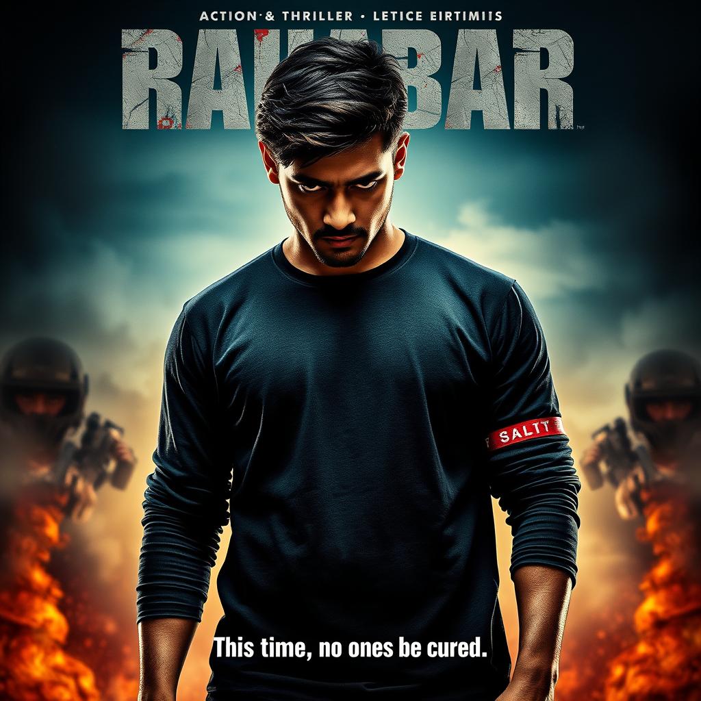 A dramatic movie poster featuring an angry and sad young man standing proudly