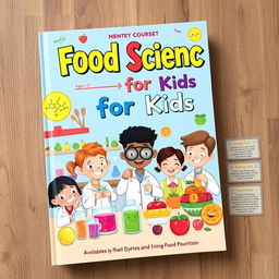 A whimsical and colorful book cover for 'Food Science for Kids'