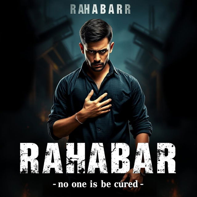 A dramatic movie poster displaying the title 'Rahabar' at the top, set against a backdrop that suggests an action-packed, thriller, and suspenseful atmosphere characteristic of Hollywood