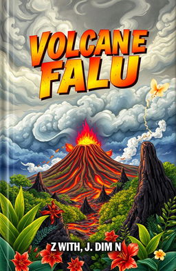 A captivating book cover featuring a vibrant and dynamic illustration of a volcanic landscape, set in the Ring of Fire, symbolizing the earthquake-prone region of Palu, Indonesia