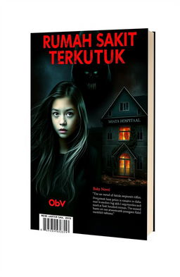 A striking book cover for a horror novel titled 'Rumah Sakit Terkutuk' (Cursed Hospital)
