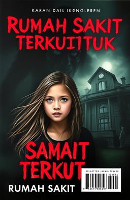 A striking book cover for a horror novel titled 'Rumah Sakit Terkutuk' (Cursed Hospital)