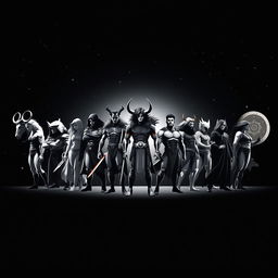 A striking digital artwork featuring the twelve zodiac signs transformed into character designs, each embodying their unique traits as powerful, transformative figures destined to change the world